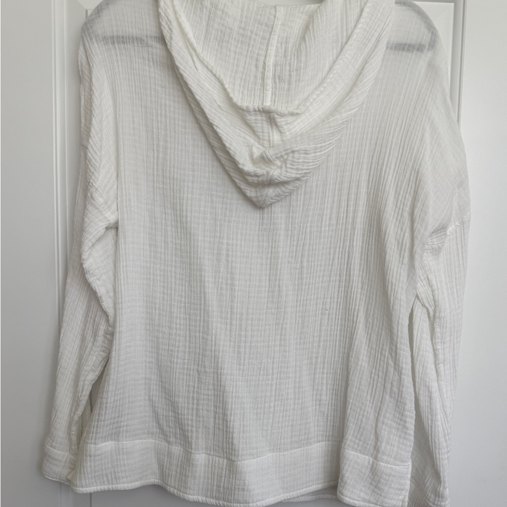 Soft Surroundings Kemia White Gauze Hooded Pullover with Gold Zipper NWOT - Picture 7 of 11